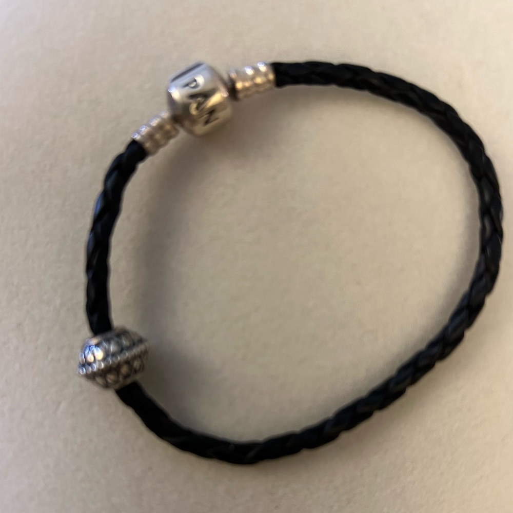 Pandora black leather woven bracelet